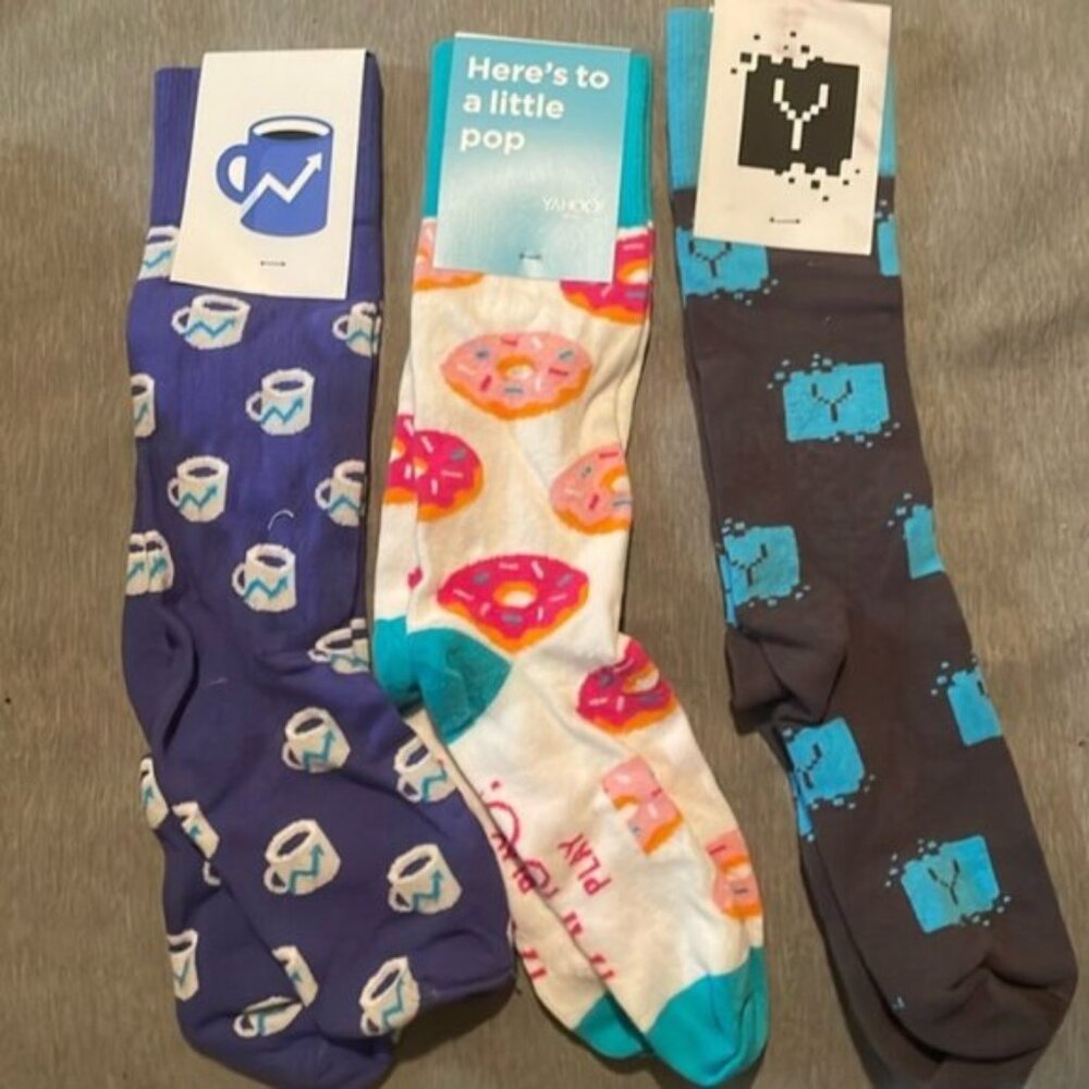 Club Men's Printed Long Branded Socks: Morning Brew, Yale, Yahoo